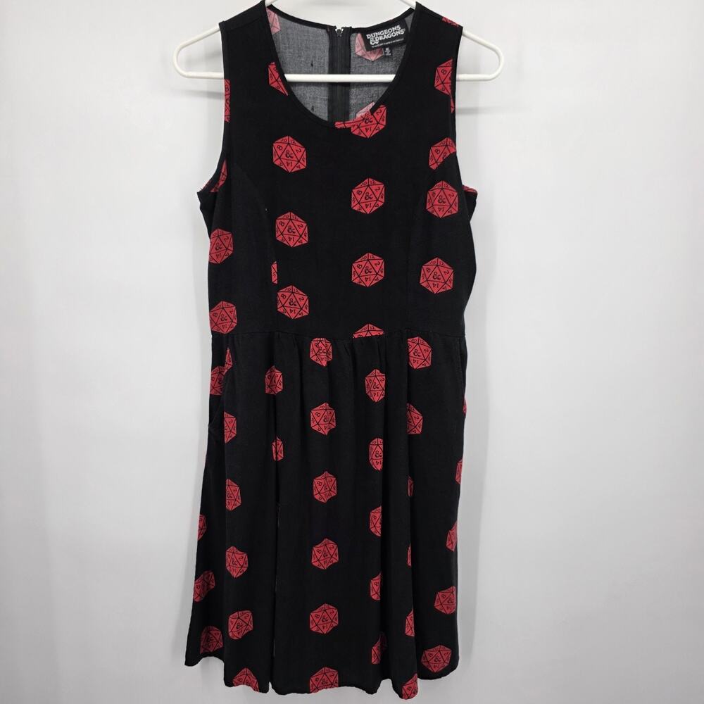 Dungeons & Dragons Hot Topic D20 Dice Skater Dress Medium Black Red D&D Cosplay
